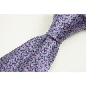 Ermenegildo Zegna CURRENT Violet Purple Shard Leaflet Silk Tie Italy